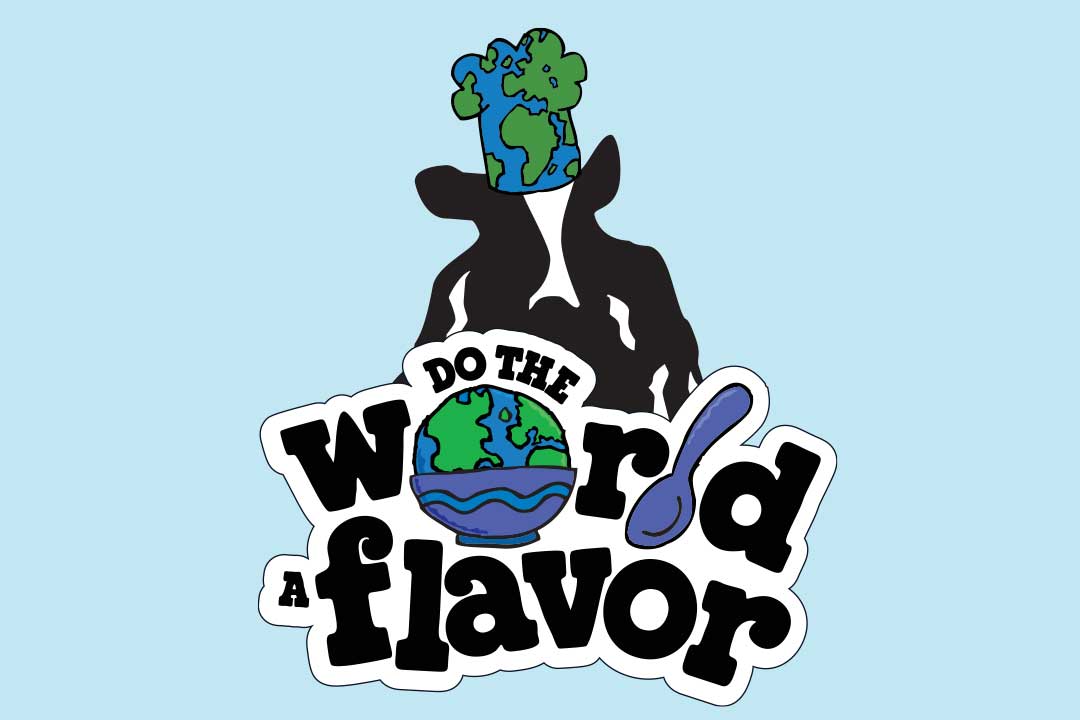 Woodie with a sign that states Do the World flavor