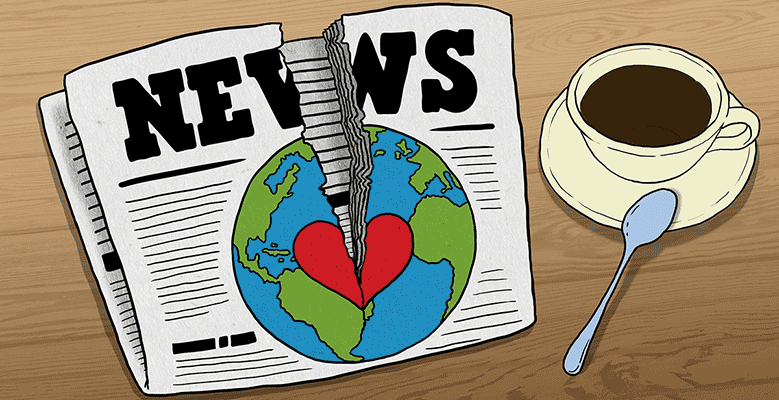 Image of a newspaper torn in half 