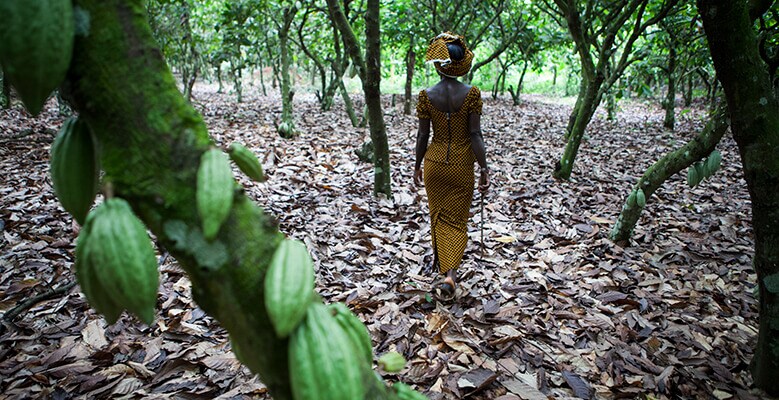 Woman walking in the crops