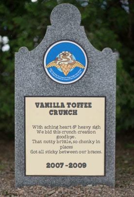 Vanilla Toffee Crunch gravestone